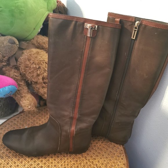 Tory Burch Sofia Tan Leather Riding Boots 8 - Picture 2 of 7